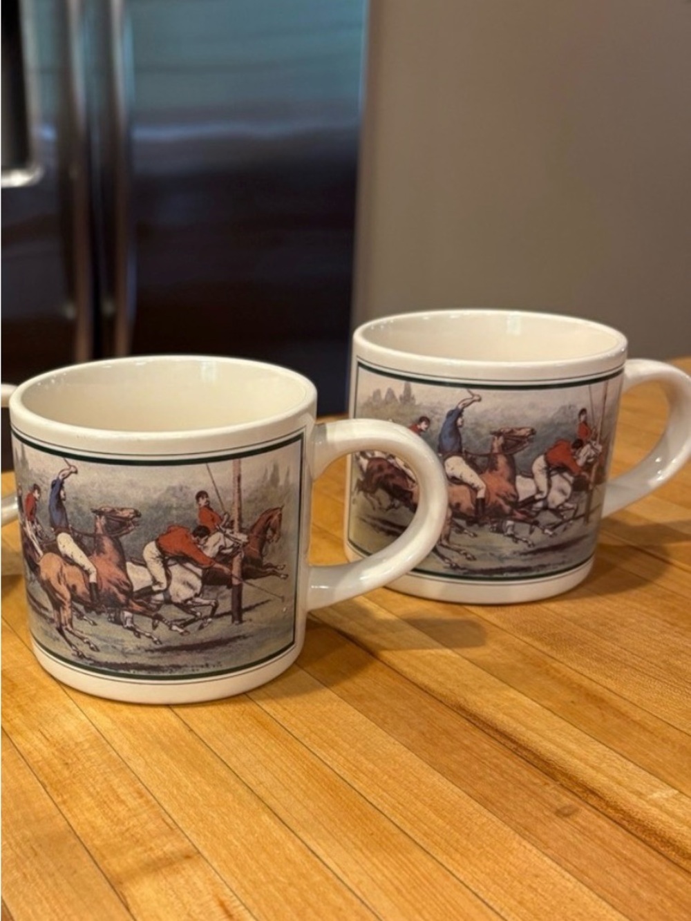 Set of 2 Vintage Ralph Lauren Ceramic Coffee Mugs Horse Polo Equestrian Korea